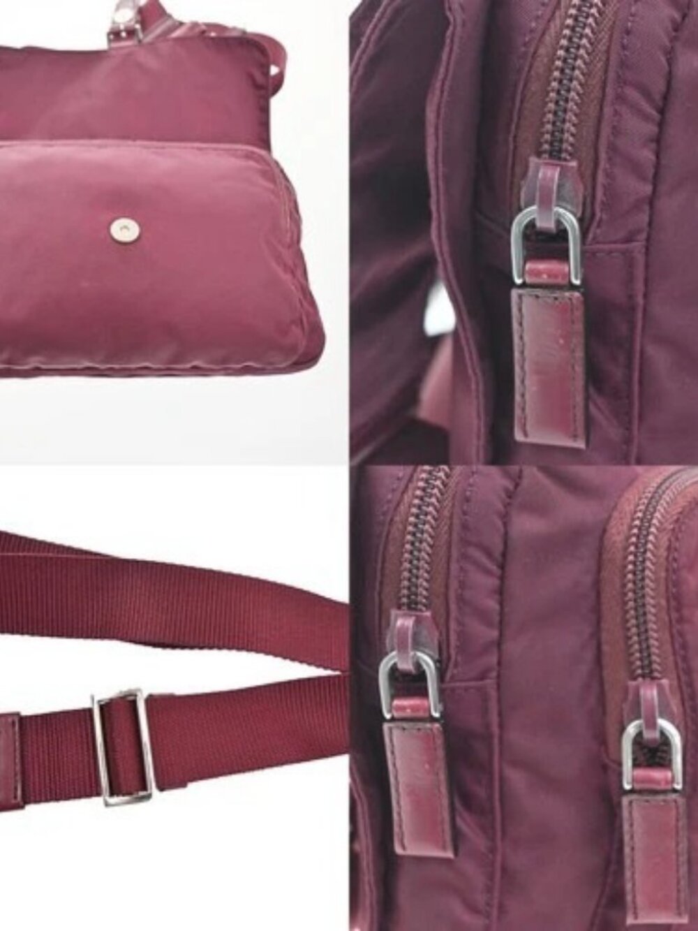 PRADA Logo Tessuto Crossbody Shoulder Bag Nylon Leather Red SHW 73KP542 - Picture 9 of 15